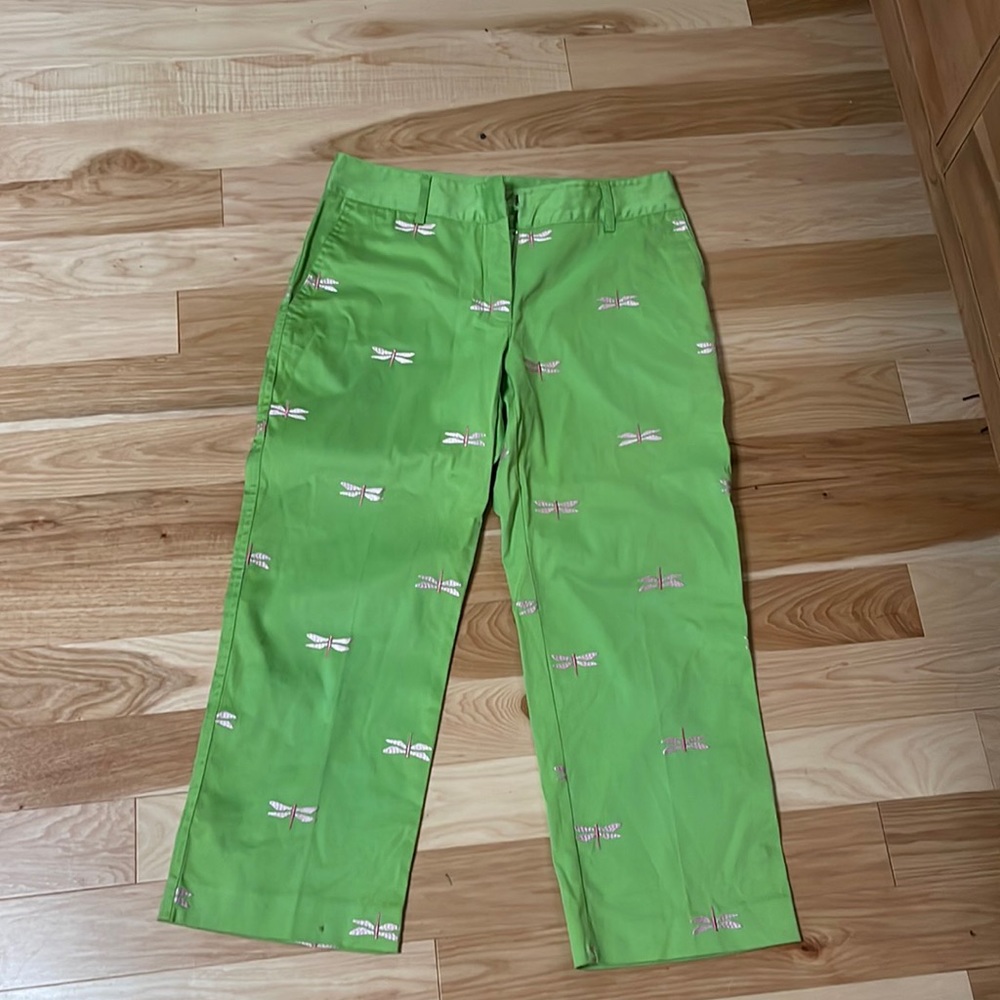 VINTAGE Lilly Pulitzer Embroidered Dragonfly Capris